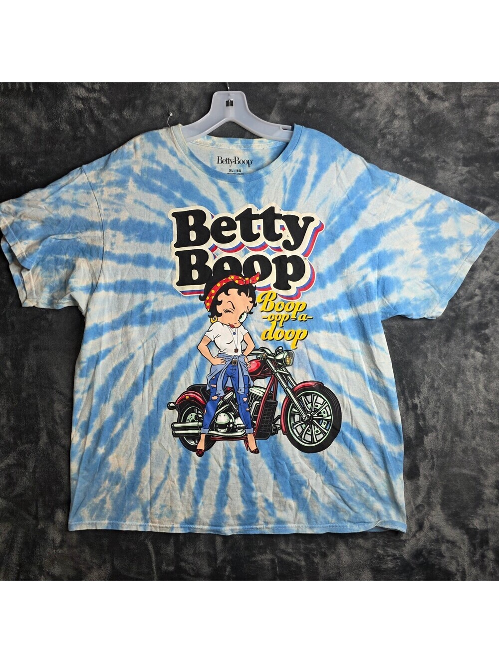 Betty Boop Graphic Shirt XLarge Adult Tie Dye Blue White Crewneck Short Sleeve